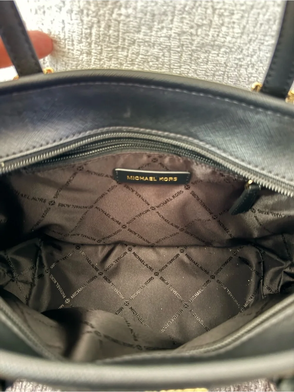 Michael Kors Black Logo Mini Tote with Gold Hardware